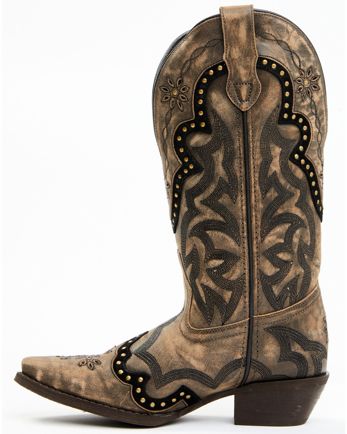 Image #3 - Laredo Women's Skyla Floral Studded Western Performance Boots - Snip Toe, Dark Brown, hi-res