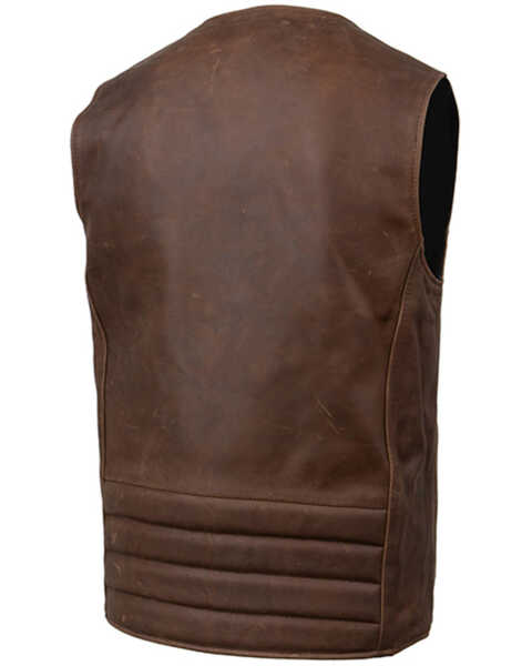 Image #2 -  Milwaukee Leather Men's Gambler Concealed Carry Vintage Motorcycle Leather Vest - 4X, Brown, hi-res