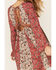 Lovestitch Women's Red & Natural Bell Sleeve Tie Back Mini Dress, Red, hi-res