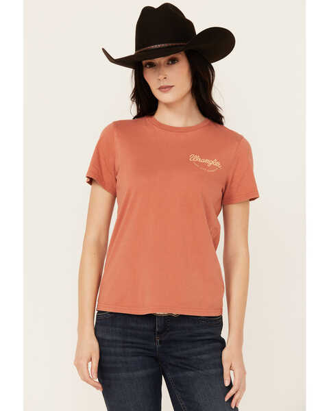 Wrangler Retro Women's Long Live Cowboys Short Sleeve Graphic Tee, Rust Copper, hi-res