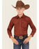 Image #1 - Wrangler Boys' Checkered Print Long Sleeve Snap Stretch Western Shirt, Rust Copper, hi-res