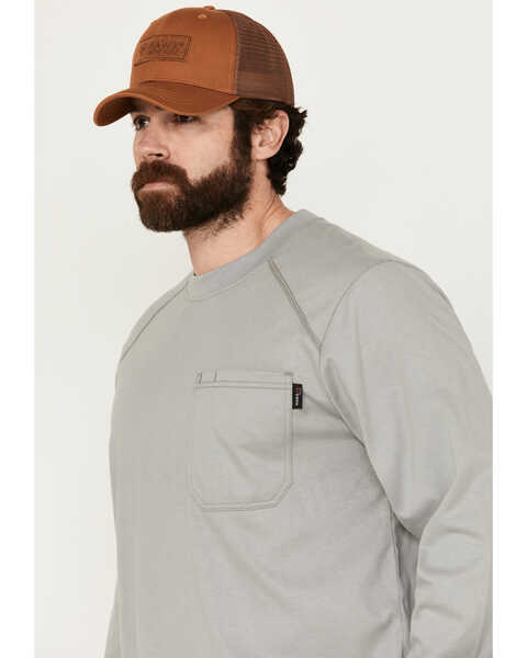 Image #2 - Hawx Men's FR Long Sleeve Pocket T-Shirt  - Tall , Silver, hi-res