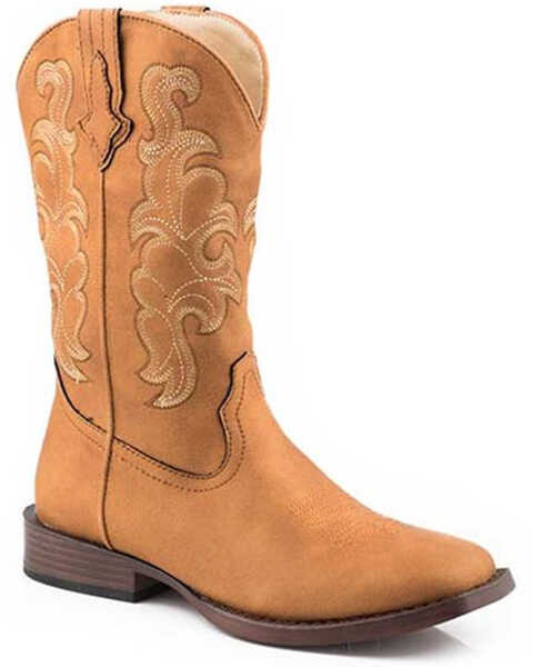 Image #1 - Roper Women's Cowboy Classic Western Boots - Square Toe , Tan, hi-res