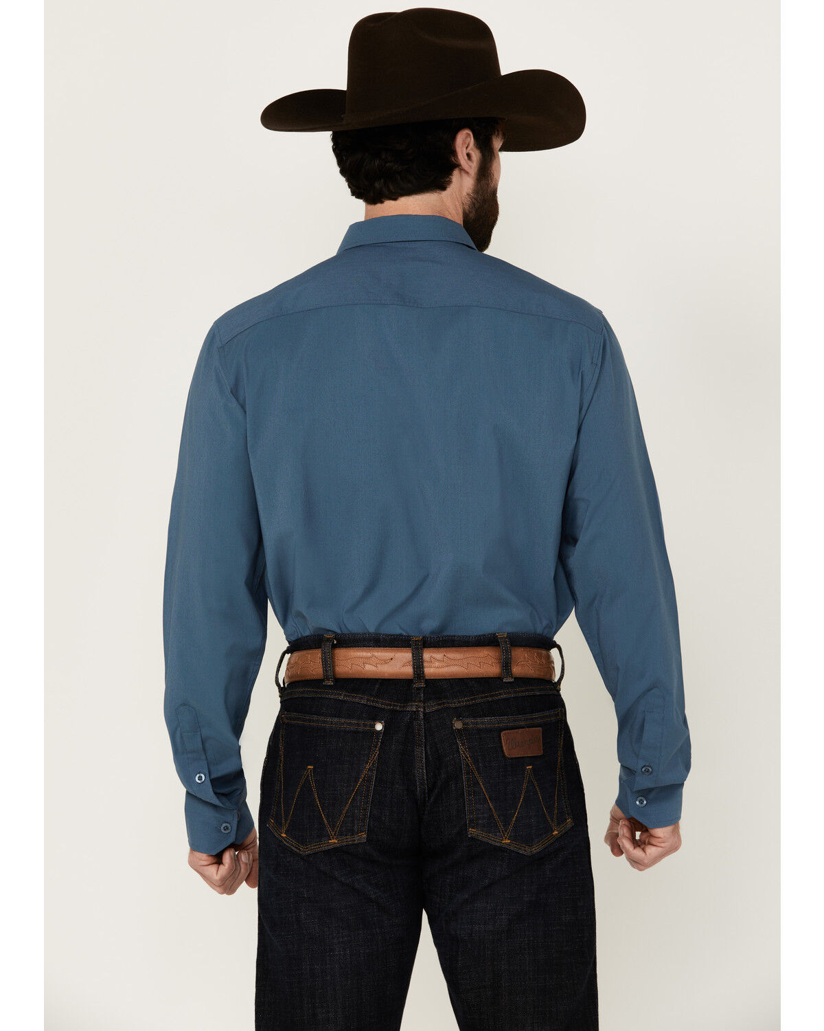 Image #4 - Kimes Ranch Men's Linville Solid Long Sleeve Button-Down Performance Western Shirt, Blue, hi-res