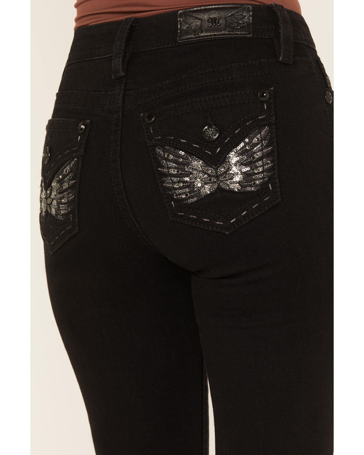 Image #2 - Miss Me Women's Mid Rise Stretch Bootcut Jeans, Black, hi-res