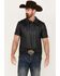 Panhandle Men's Performance Southwestern Print Short Sleeve Snap Polo, Black, hi-res
