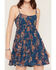 Image #3 - Shyanne Women's Leon Floral Print Mini Dress, Navy, hi-res