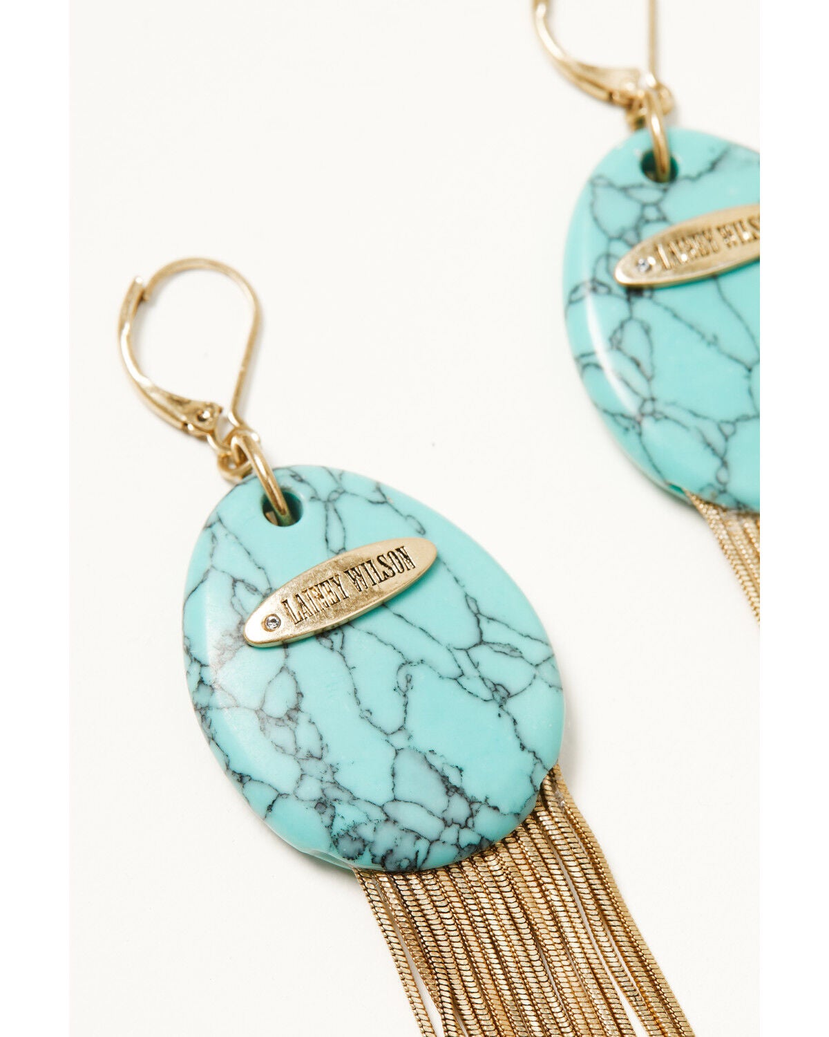 Image #2 - Lainey Wilson Women's Linear Chain Fringe Earrings, Gold, hi-res