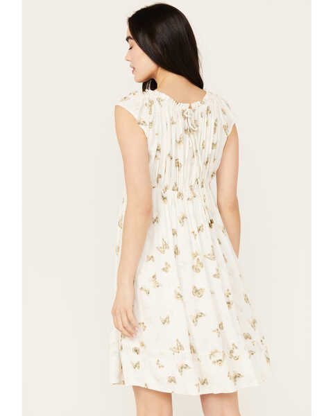 Image #4 - Cleo + Wolf Women's Butterfly Print A-Line Dress, White, hi-res