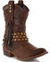 Coconuts by Matisse Women's Perforated Fringe Booties, Brown, hi-res