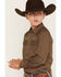 Image #2 - Gibson Trading Co Boys' Solid Long Sleeve Snap Western Shirt, Chocolate, hi-res