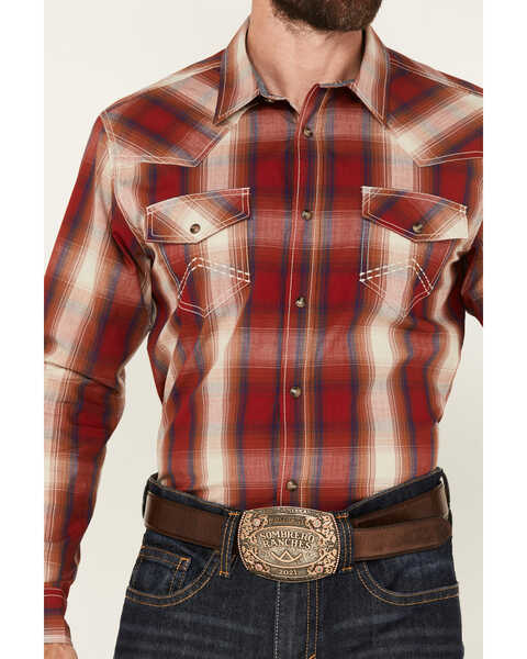 Image #3 - Cody James Men's Flare Plaid Print Long Sleeve Snap Western Shirt, Red, hi-res