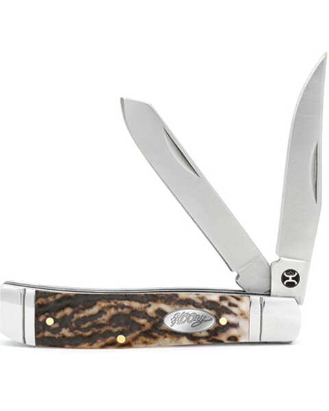 Hooey Large Stag Trapper Knife, Medium Brown, hi-res