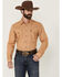Image #1 - Cinch Men's Geo Striped Print Modern Fit Long Sleeve Snap Western Shirt, Gold, hi-res