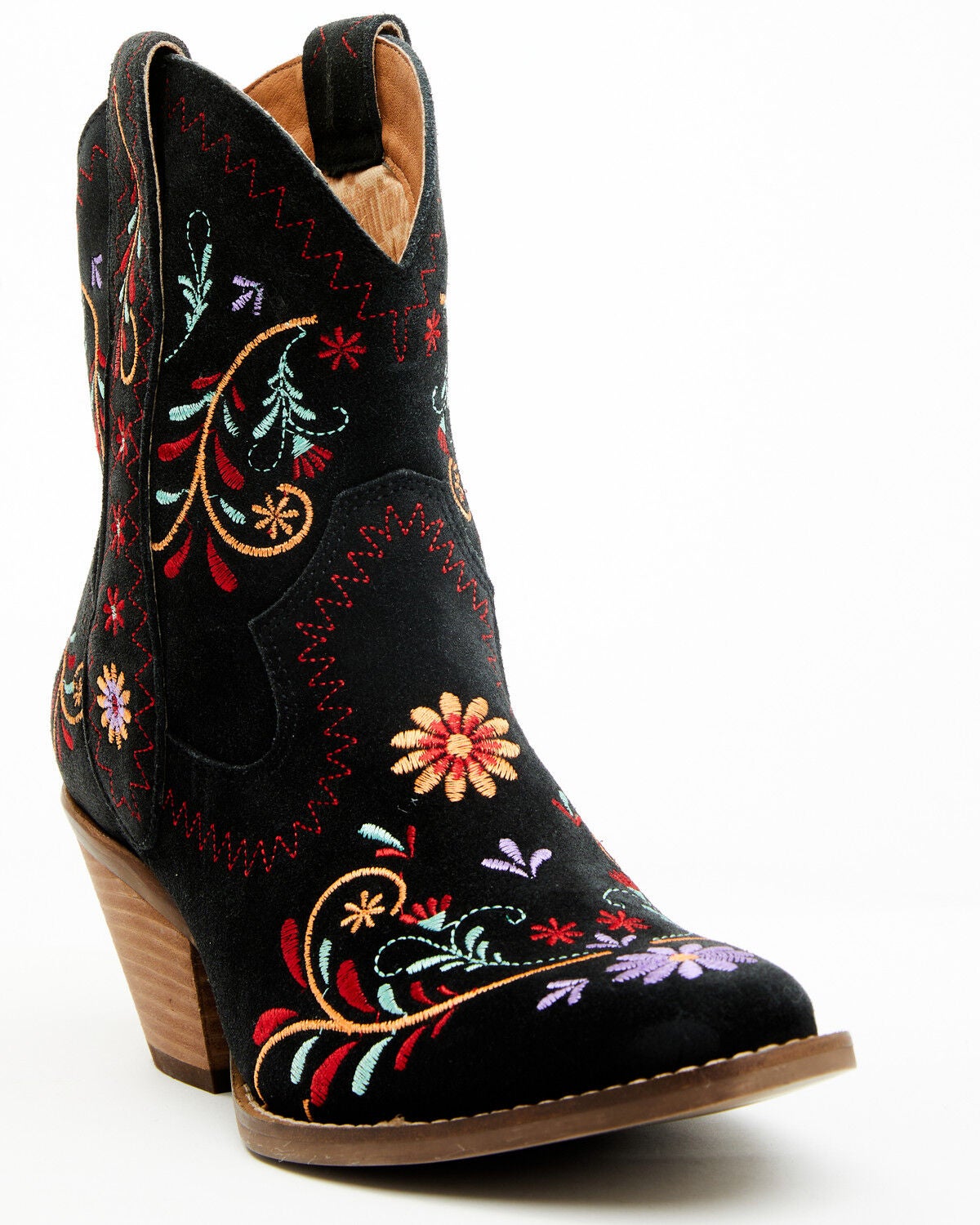 Dingo Women's Sugar Bug Suede Fashion Booties - Round Toe, Black, hi-res
