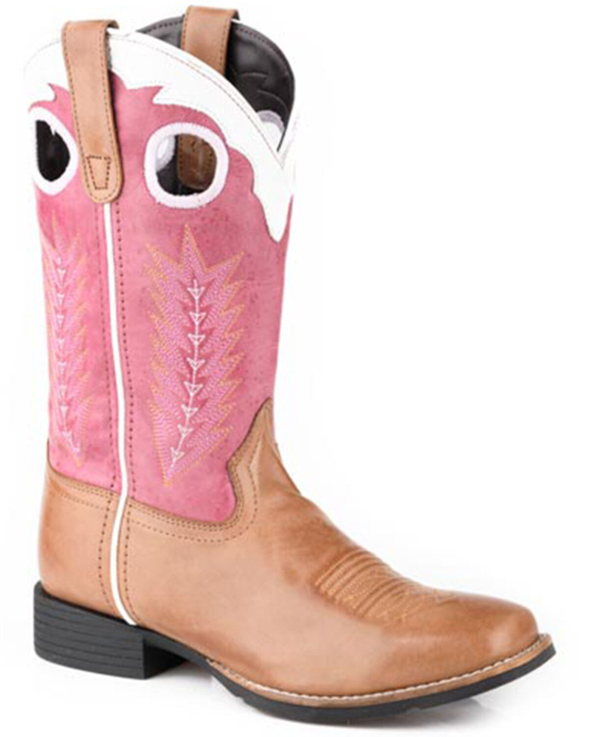 Image #1 - Roper Women's James Western Boots - Broad Square Toe, Pink, hi-res