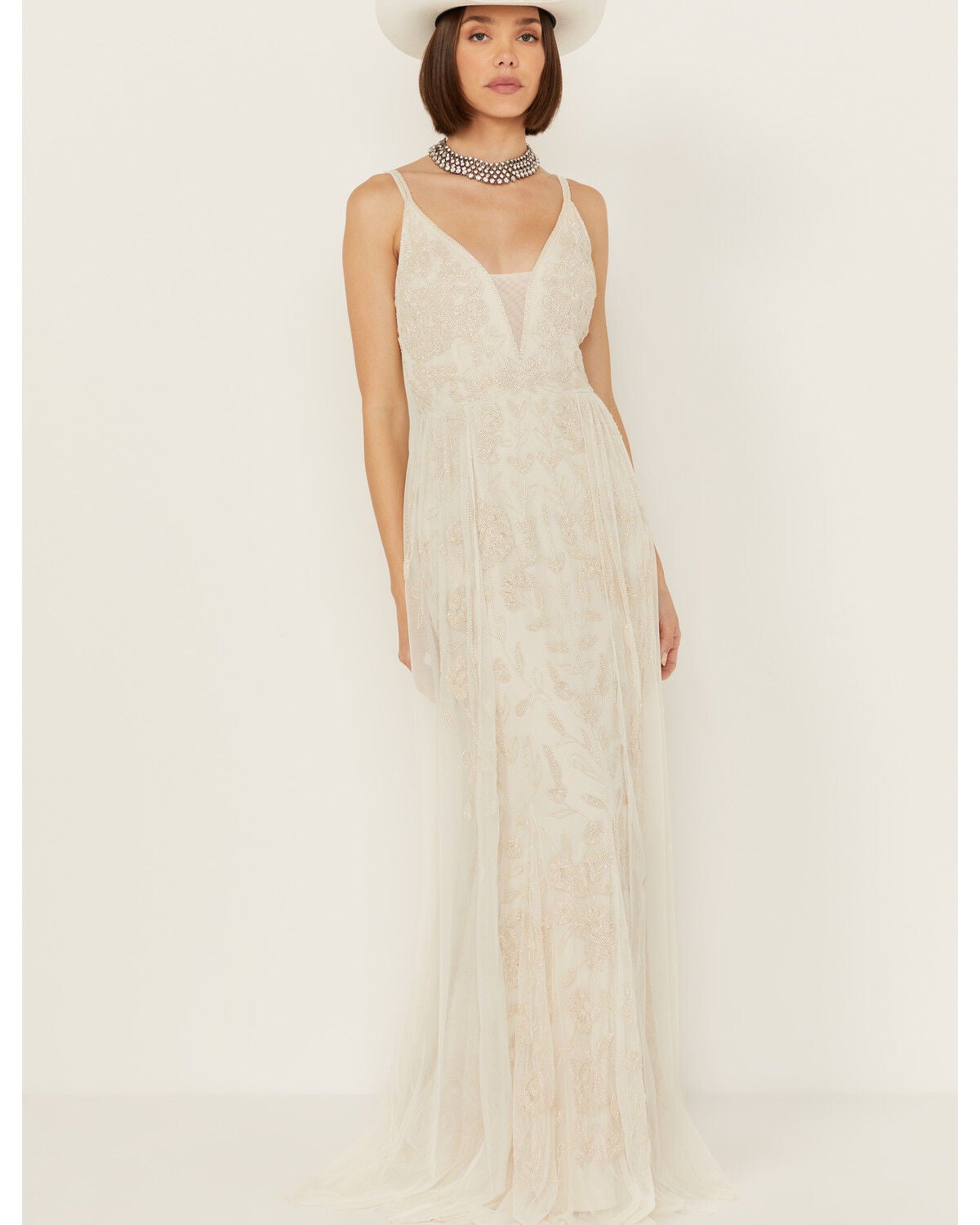 chinese dress ladies Miss Me Women's Cream Flowy Maxi Dress w/ Smocked Waist & Tassels MD1731S