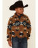 Image #1 - Wrangler Boys' Brown & Teal Southwestern Print 1/4 Zip Sherpa Pullover , , hi-res