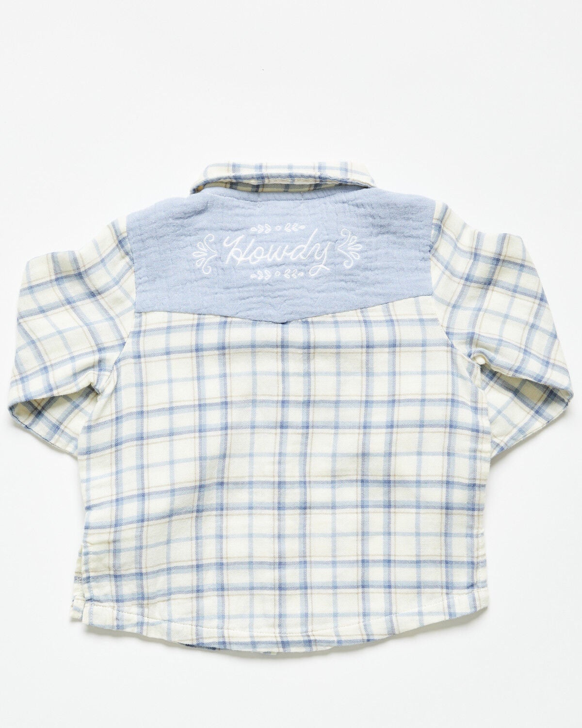 Image #3 - Angel Dear Infant Boys' Plaid Print Long Sleeve Pearl Snap Western Shirt, Blue, hi-res