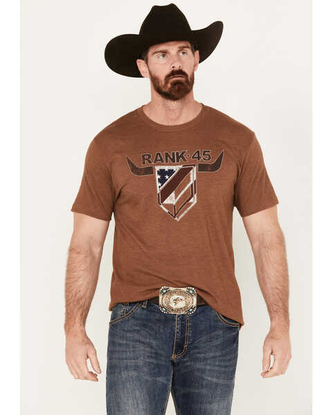 RANK 45® Men's Bull Shield Short Sleeve Graphic T-Shirt, Tan, hi-res