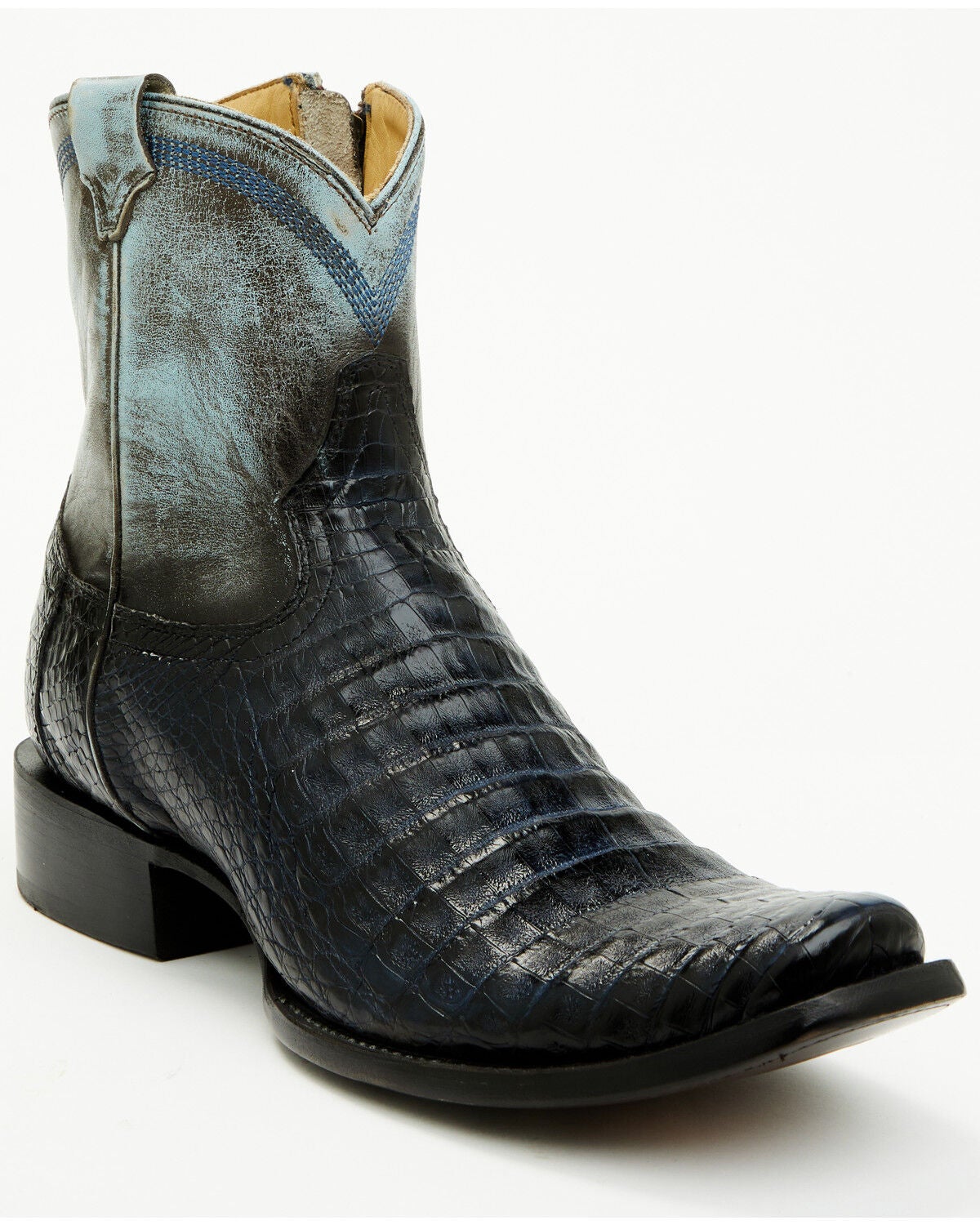 Corral Women's Exotic Caiman Western Boots - Square Toe, Dark Blue, hi-res