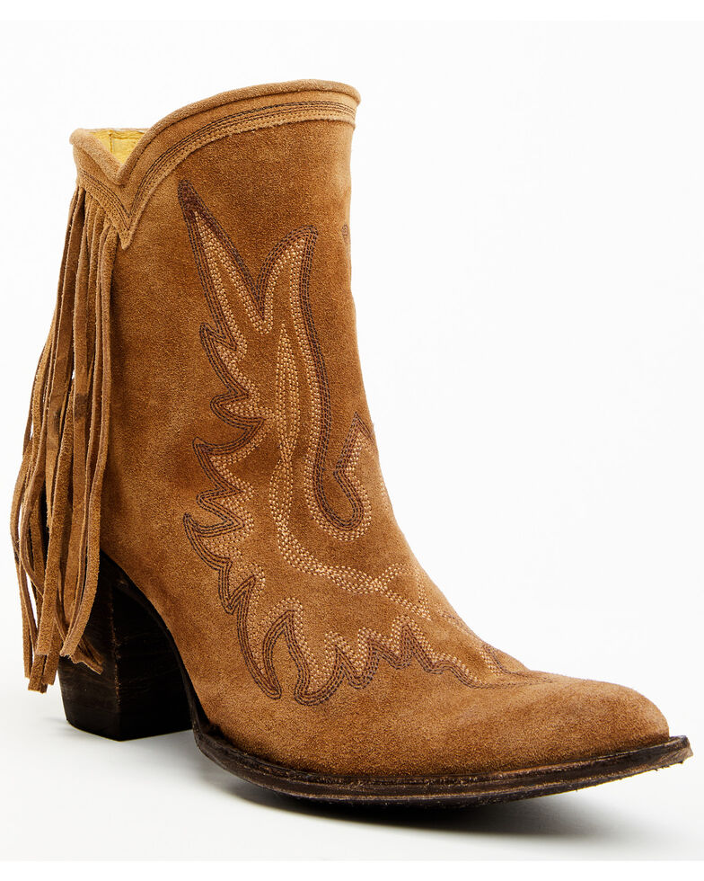 Yipee Ki Yay by Old Gringo Women's New Sheriff In Town Fringe Leather Fashion Booties - Pointed Toe, Mustard, hi-res