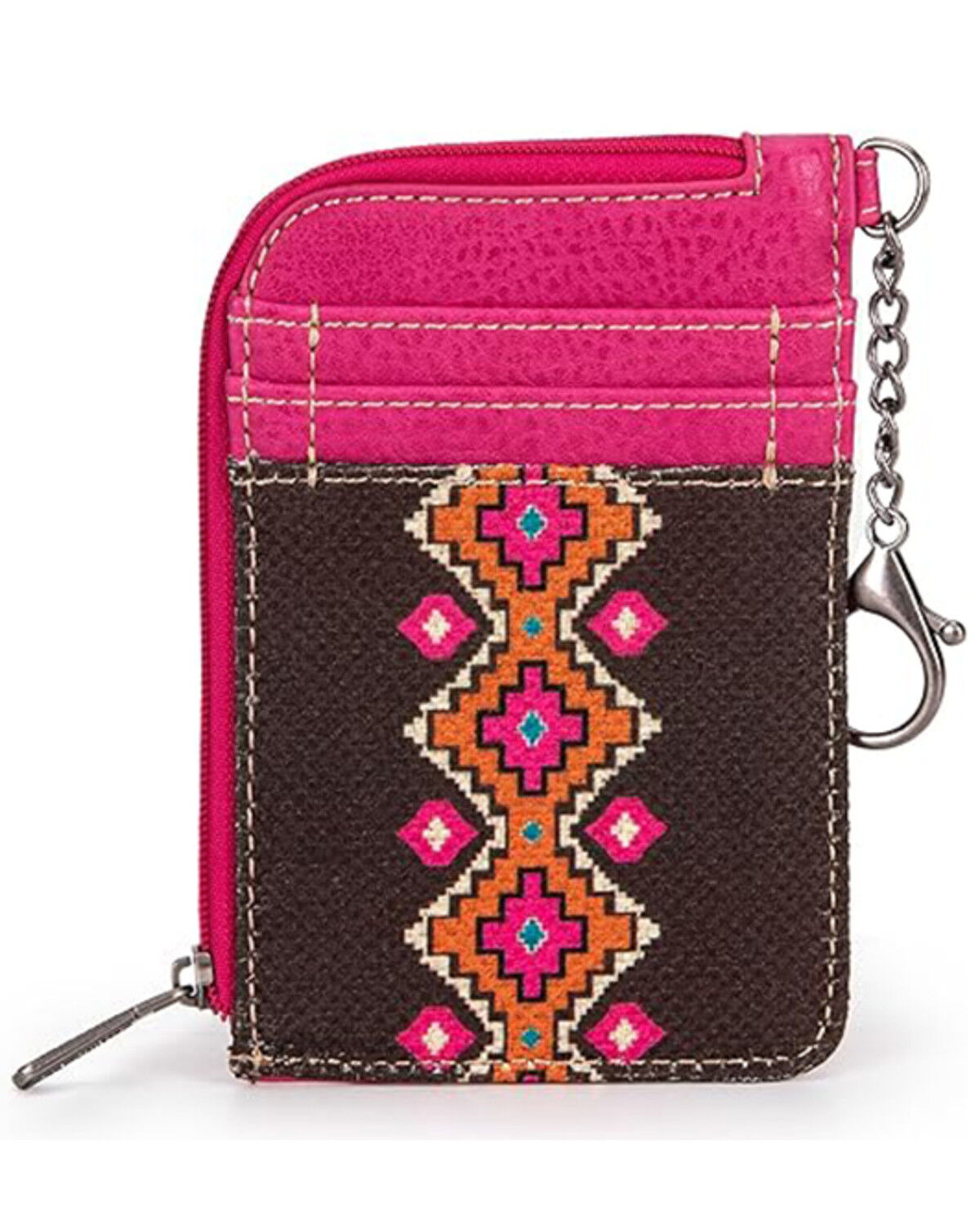 Image #1 - Wrangler Women's Southwestern Print Keychain Wallet, Pink, hi-res