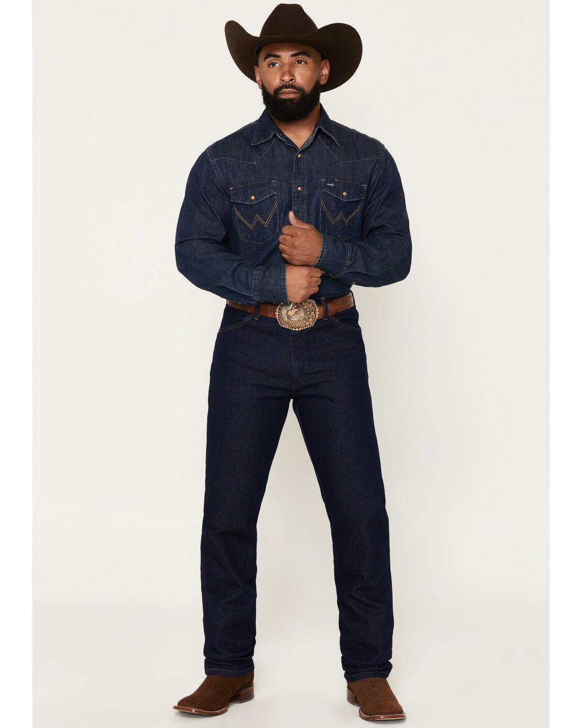 Image #1 - Wrangler Men's Cowboy Cut Active Flex Indigo Dark Bootcut Jeans, Blue, hi-res