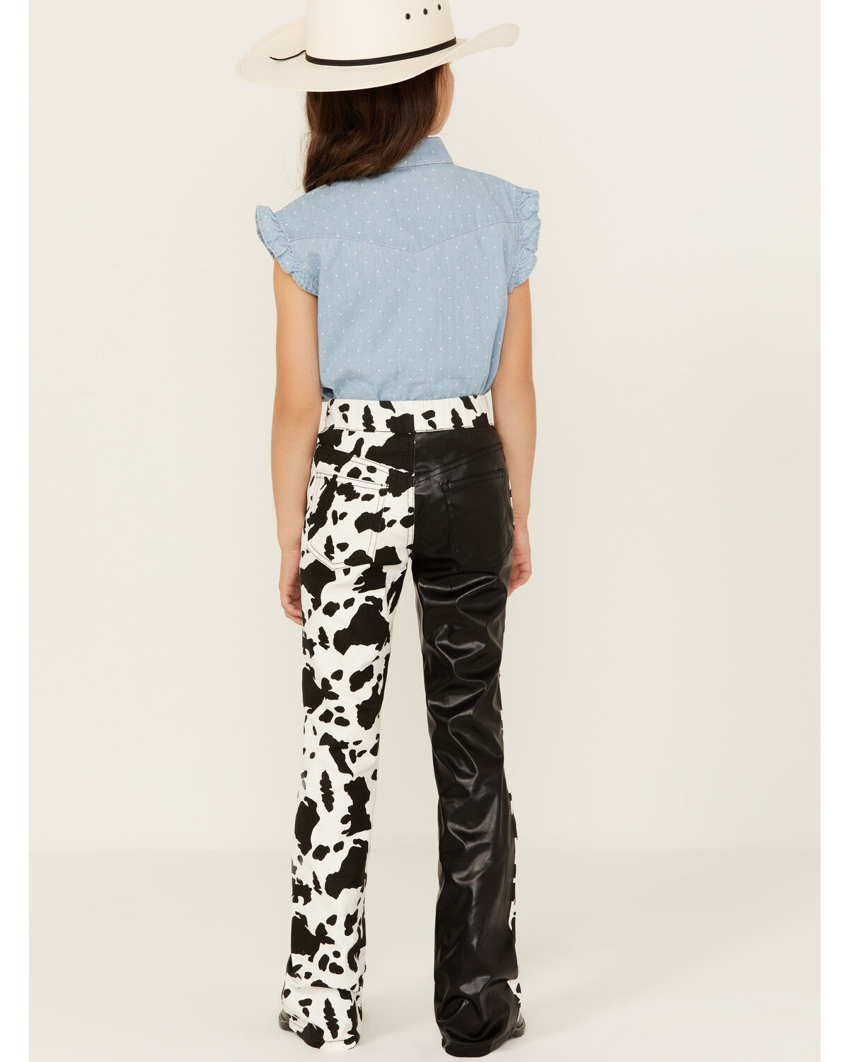 Image #3 - Saints & Hearts Girls' Cow Print Flare Pants, Black, hi-res