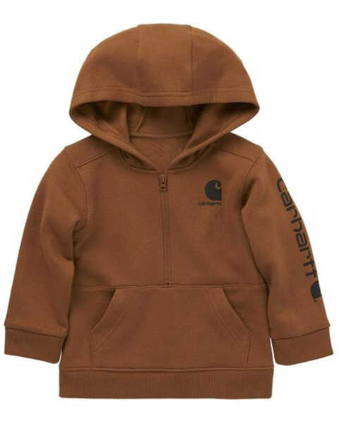 Image #1 - Carhartt Toddler Boys' Half Zip Hooded Sweatshirt, Brown, hi-res