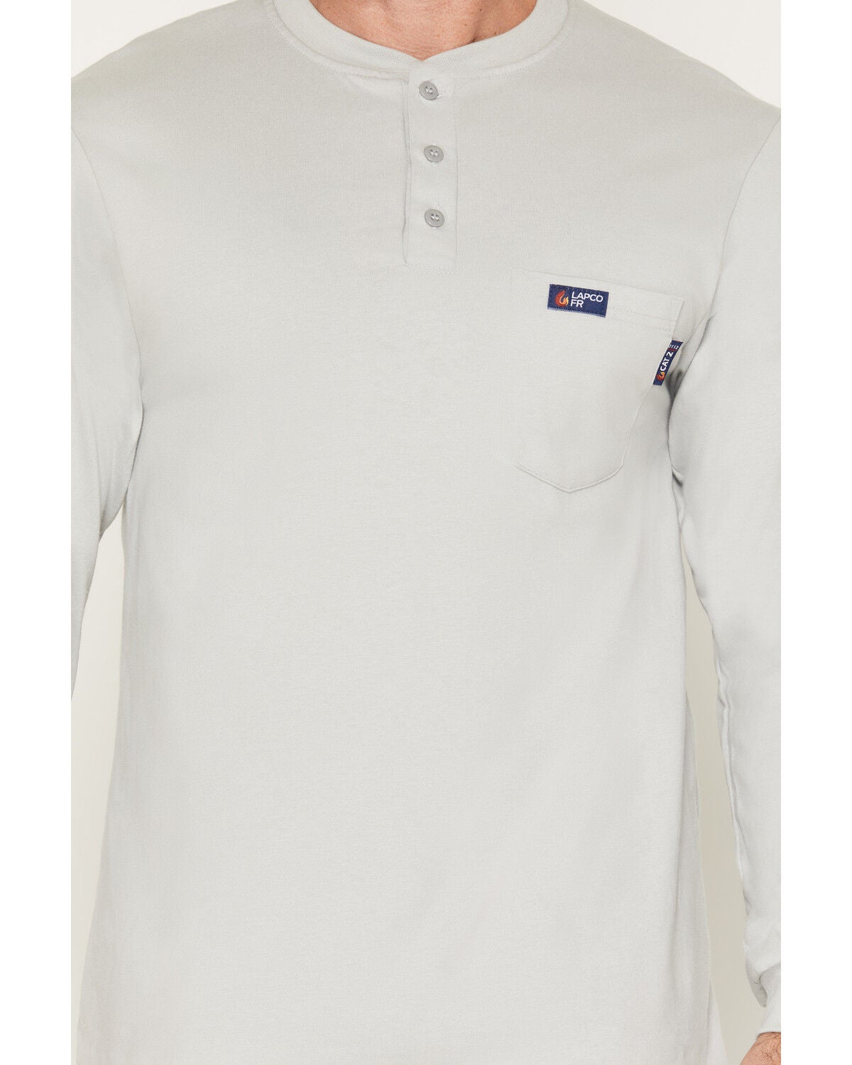 Image #3 - Lapco Men's FR Long Sleeve Henley T-Shirt, Grey, hi-res