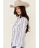 Image #2 - Wrangler Retro Women's Striped Print Long Sleeve Snap Western Shirt, Blue, hi-res