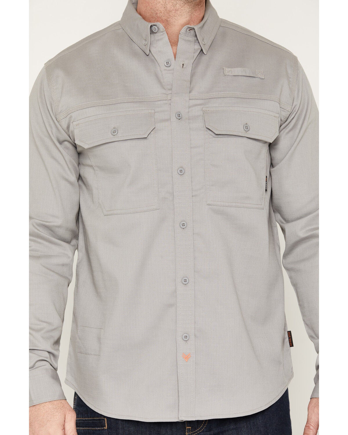 Image #3 - Hawx Men's FR Langdon Solid Long Sleeve Button-Down Work Shirt, Light Grey, hi-res