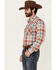 Image #2 - Wrangler Retro Men's Plaid Print Long Sleeve Snap Western Shirt, Red/white/blue, hi-res