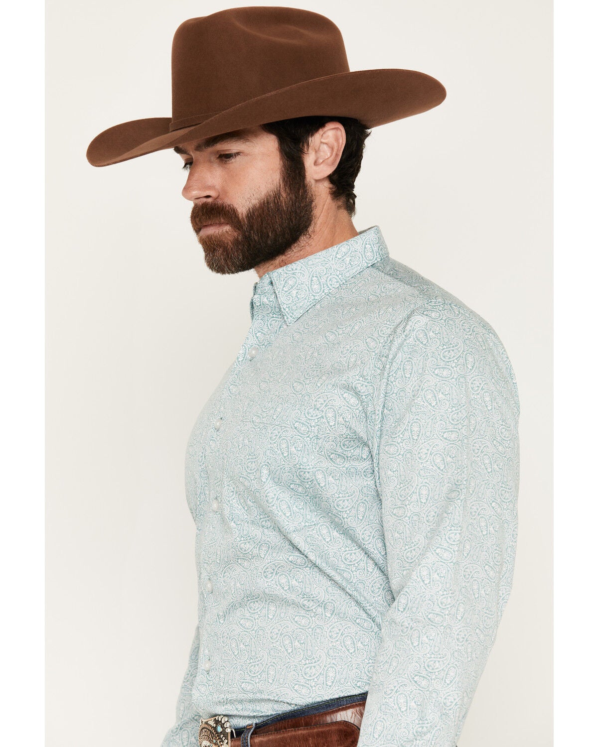 Image #2 - Wrangler X Cody Johnson Men's Paisley Print Long Sleeve Button-Down Western Shirt, Green, hi-res