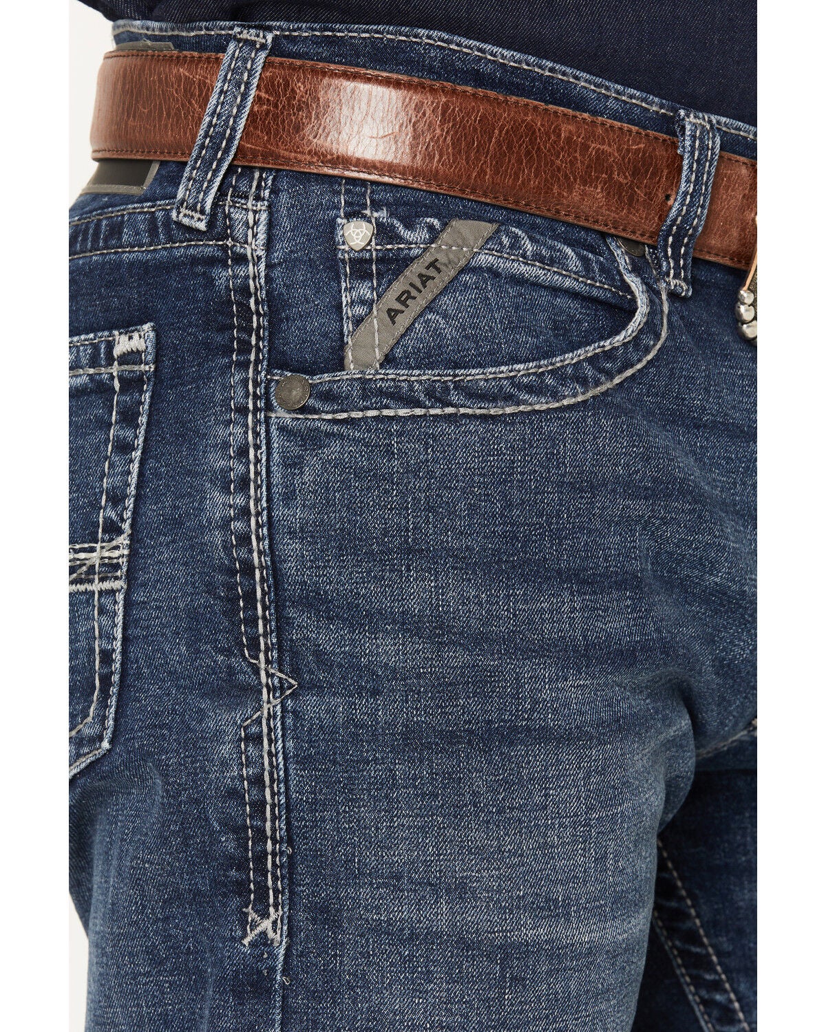 Image #2 - Ariat Men's M2 Kenny Dark Wash Relaxed Straight Stretch Denim Jeans, Dark Wash, hi-res