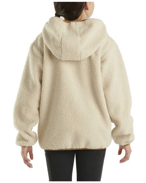 Image #3 - Carhartt Little Girls' 1/4 Snap Fleece Sweatshirt , Cream, hi-res