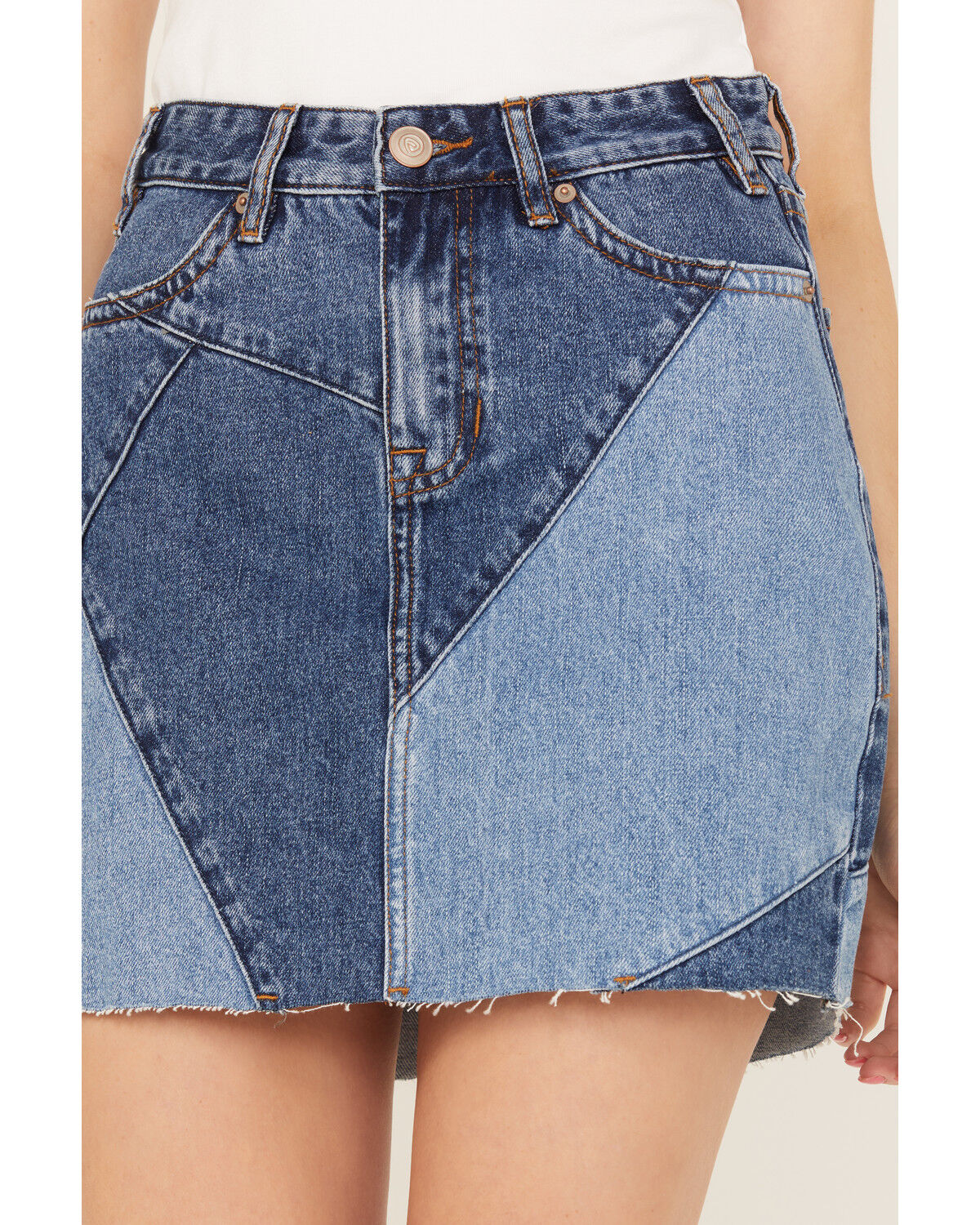 Image #4 - Rock & Roll Denim Medium Wash Patch Denim Skirt, , hi-res