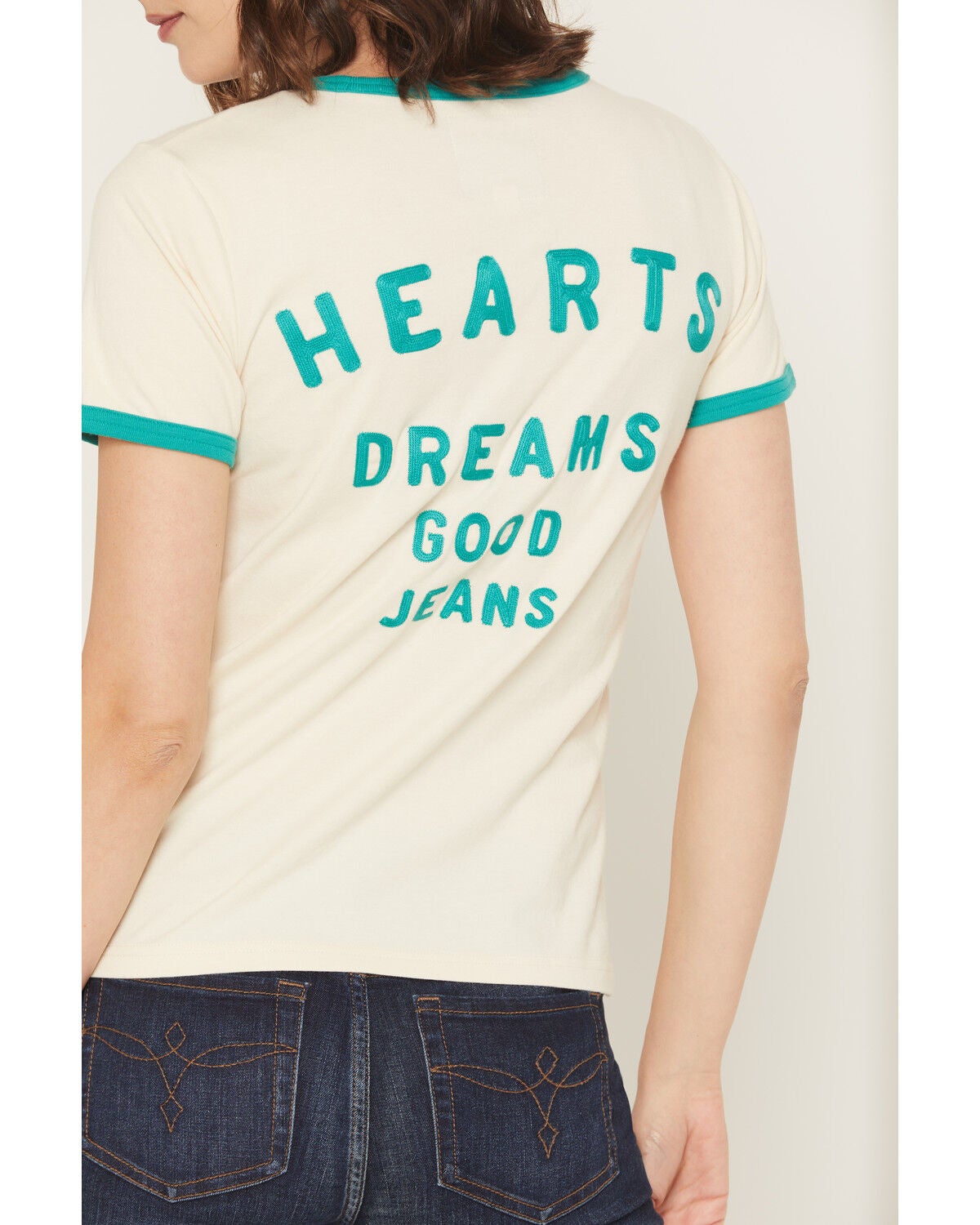 Image #4 - Wrangler X Lainey Wilson Women's Hearts Short Sleeve Tee, Cream, hi-res