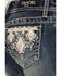 Image #2 - Grace In LA Girls' Chevron Embroidered Medium Wash Bootcut Stretch Denim Jeans, Blue, hi-res