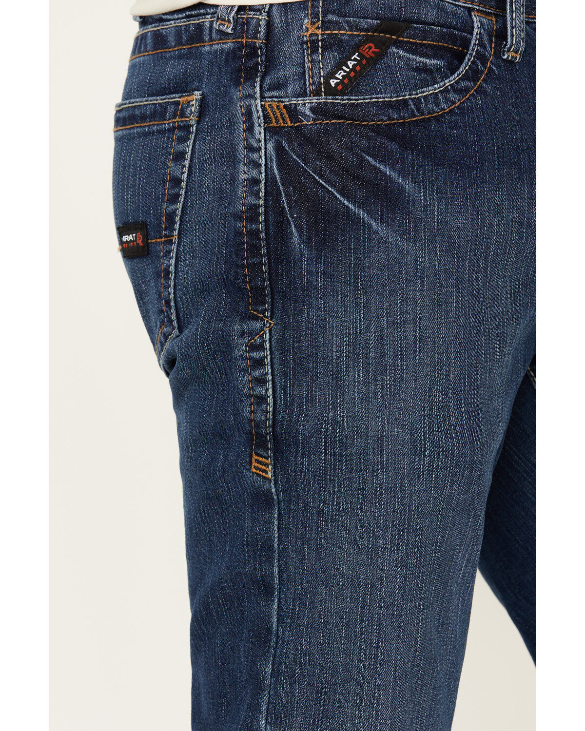 Image #2 - Ariat Men's FR M7 Flint Medium Wash Duratretch Basic Slim Straight Work Jeans, Blue, hi-res