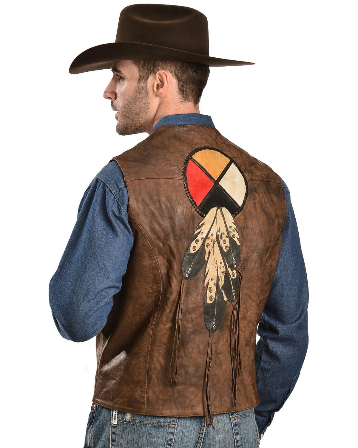 Kobler Circle of Life Leather Vest, Acorn, hi-res