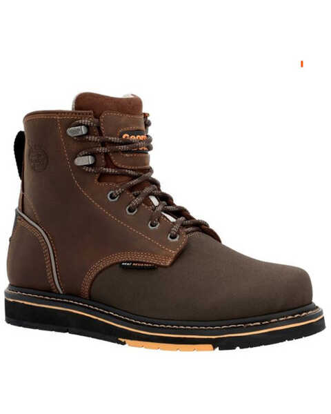 Image #1 - Georgia Boot Men's AMP LT Wedge 6" Lace-Up Work Boots - Composite Toe , Brown, hi-res