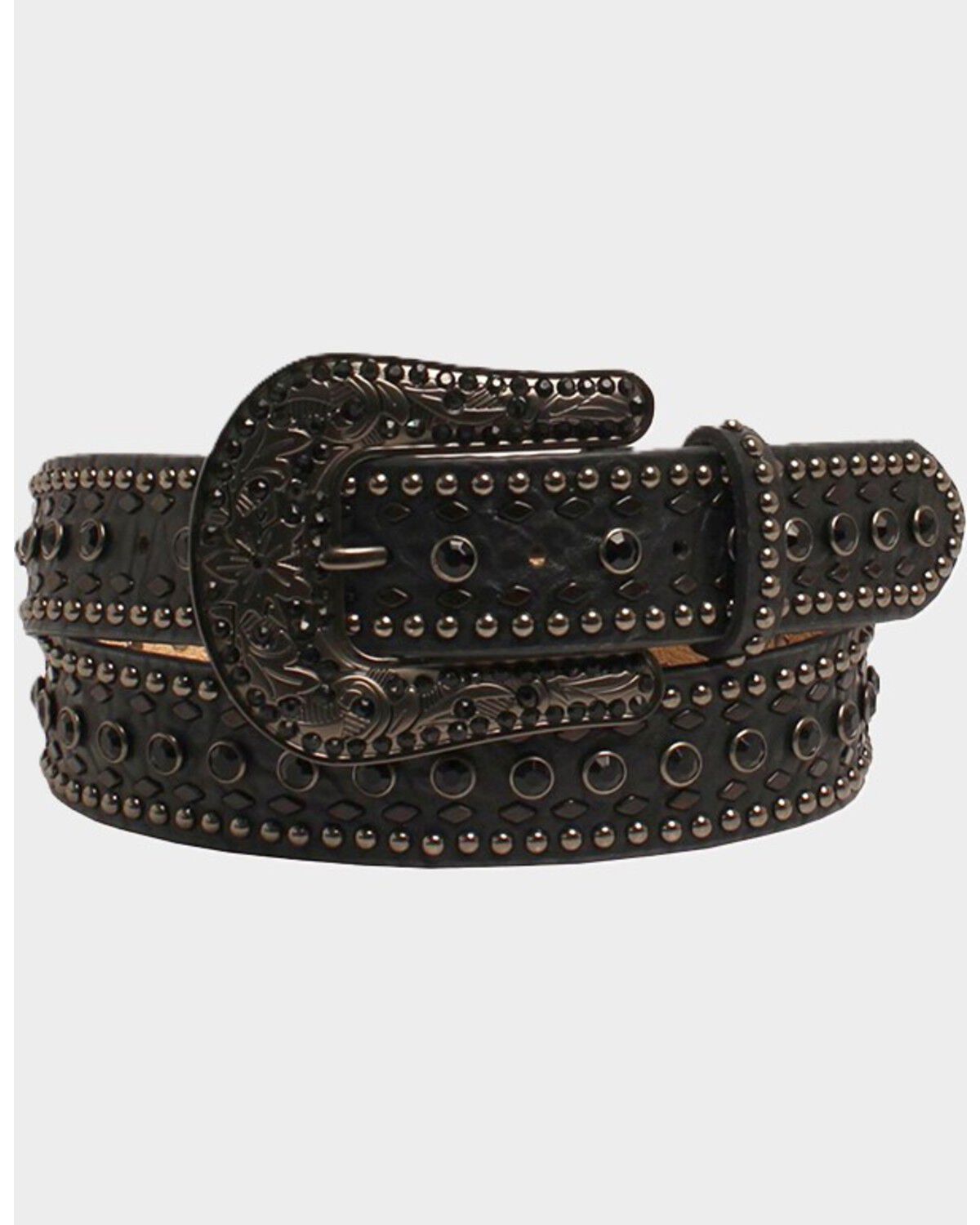Image #1 - Nocona Women's Rhinestone Studded Leather Belt, Black, hi-res