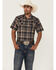 Image #1 - Cody James Men's Rustic Rodeo Plaid Print Short Sleeve Snap Western Shirt - Tall, Navy, hi-res