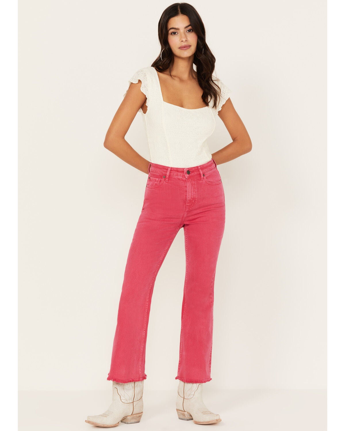 Idyllwind Women's High Risin Kick Stretch Flare Jeans, Cherry, hi-res