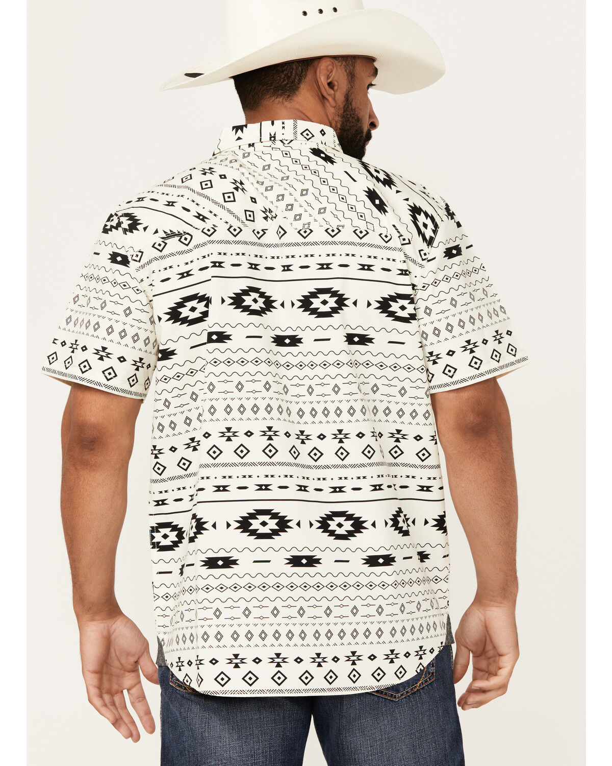 Image #4 - Moonshine Spirit Men's Dynamic Southwestern Striped Short Sleeve Snap Western Shirt, White, hi-res