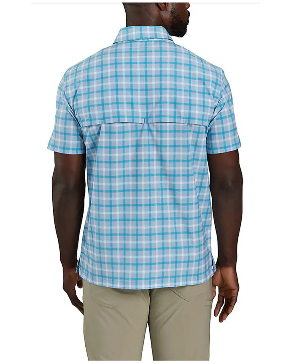 Image #2 - Carhartt Men's Force Sun Defender™ Relaxed Fit Lightweight Plaid Print Short Sleeve Button-Down Shirt, Aqua, hi-res