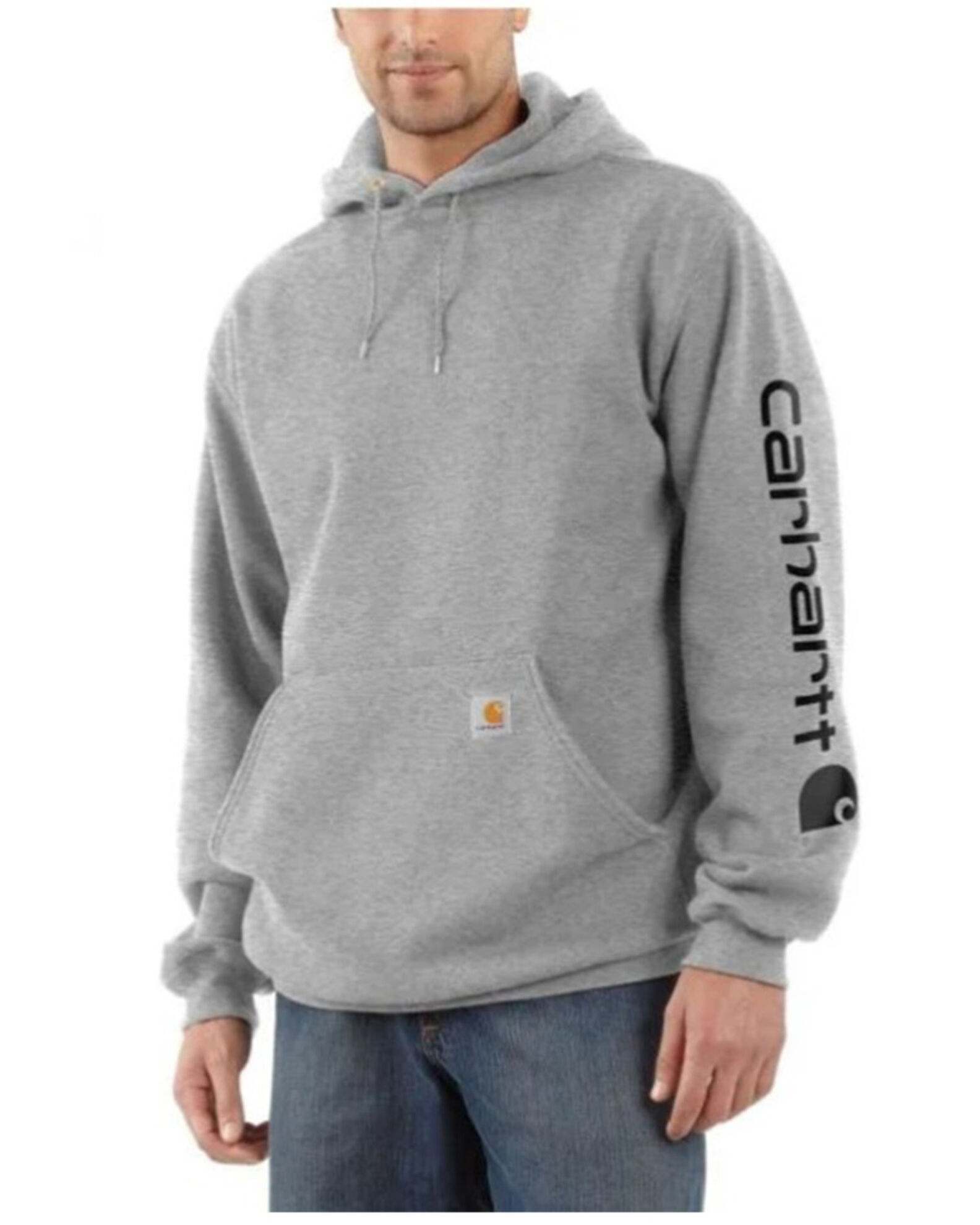 Carhartt men's signature sleeve logo midweight hooded sweatshirt cheap