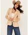 Image #1 - Panhandle Women's Faux Suede Floral Embroidered Blazer, Tan, hi-res